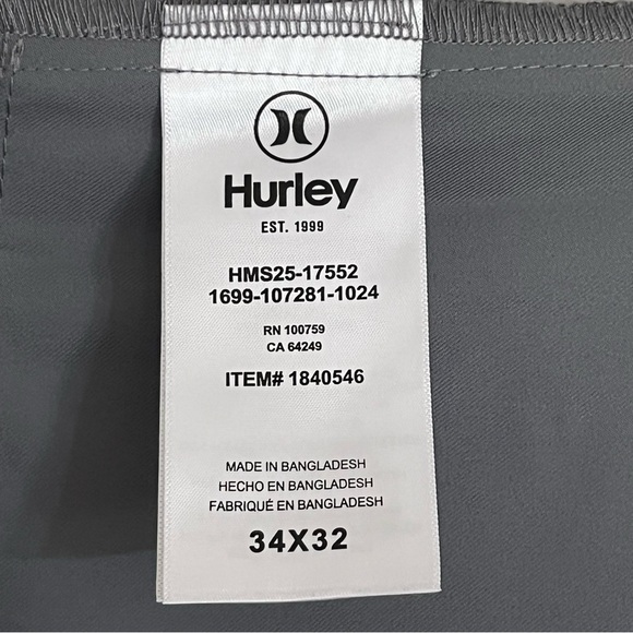 Hurley Men's Hybrid Pant Fit 4 Way Stretch Elastic Waistband Pockets Size 34x32 - Picture 8 of 14